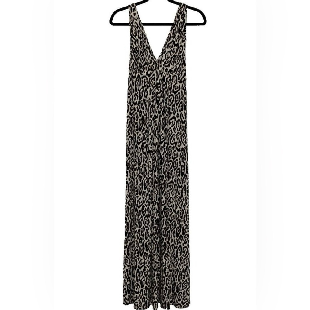 Tart Women's Flowy Leopard Animal Print V-Neck Empire Stretch Maxi Dress Size S